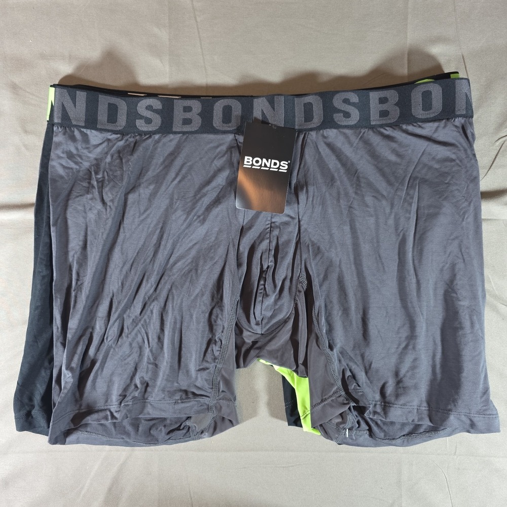 Bonds Underwear Anti-Chafing Boxer 3XL 3 Pack La Femme Nikita/Black & Green
